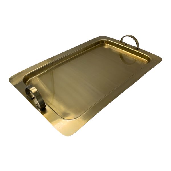 Tray Gold Metal With Handles Designer Collection