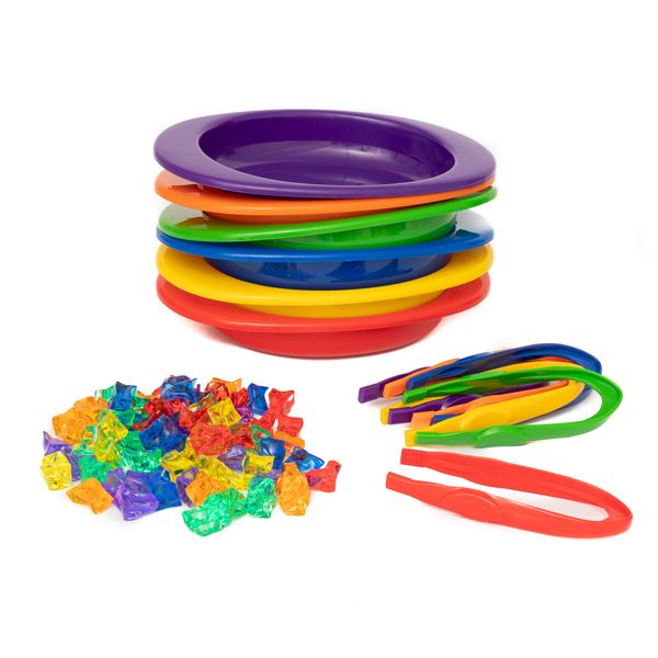Tweezer and Sorting Bowl Set (includes 6 bowls, 6 tweezers, 72 gem beads)