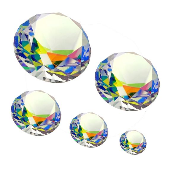 Decor Crystal Diamond Paperweight Rainbow Maker Prism - Set of 5