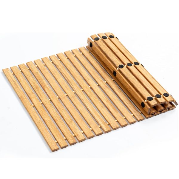 Bamboo Bath Mat Bathroom Rugs Floor Wood Bathtub Non Slip Foldable Mat