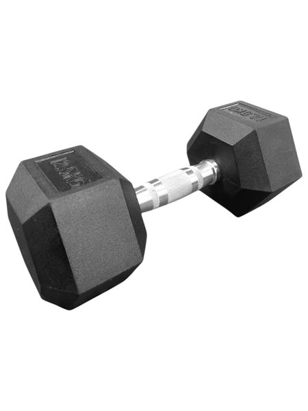 i-Fitness Single 12.5kg Rubber Hexagon Dumbbell