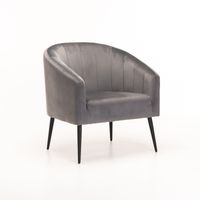 Grey Velvet Chair - Black Leg