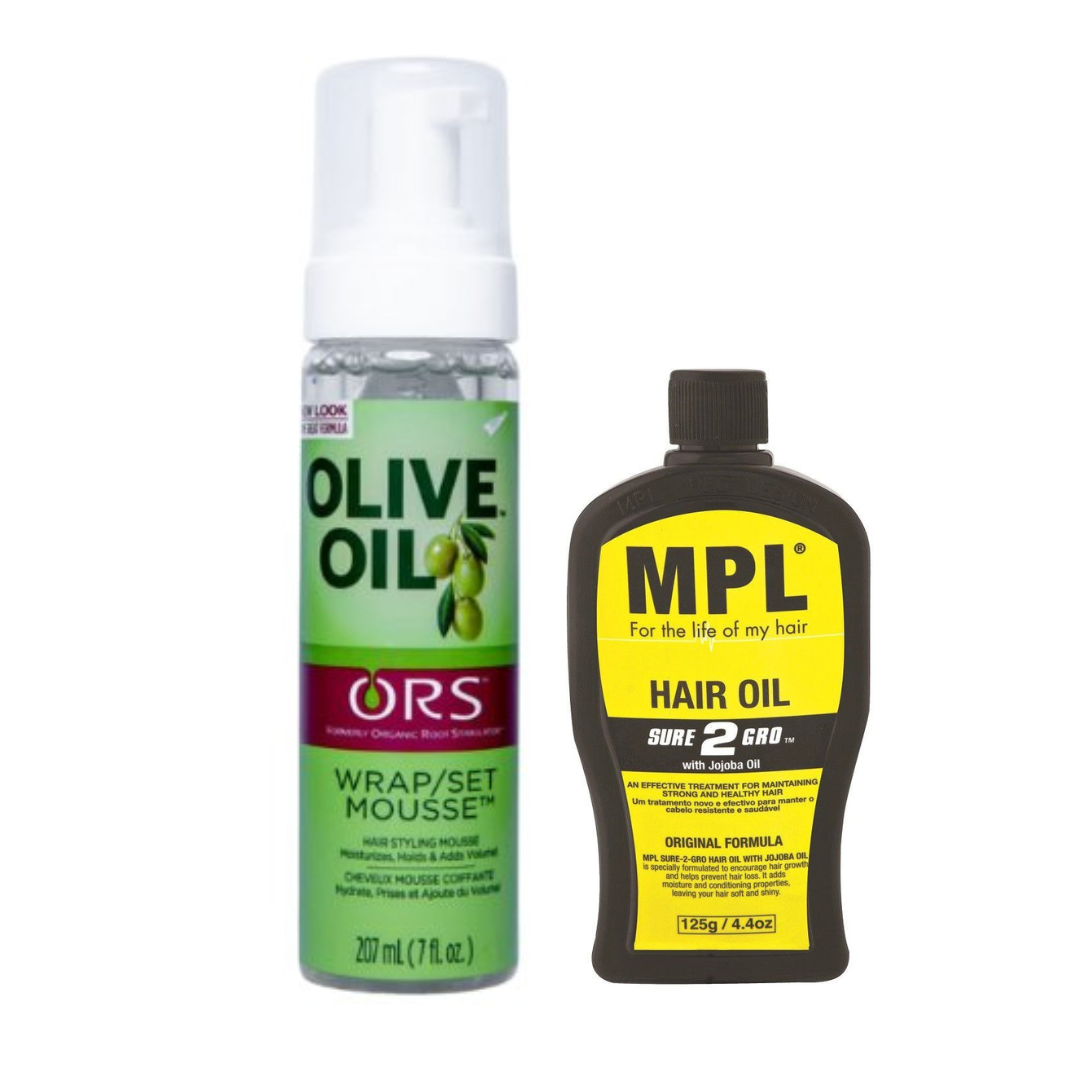 Olive Oil Wrap Foam Mousse and MPL Sure 2 Gro Hair Oil combo Buy