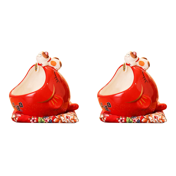 Ceramic Lucky Cat Candy Box Cute Lucky Cat Storage Box Money Box