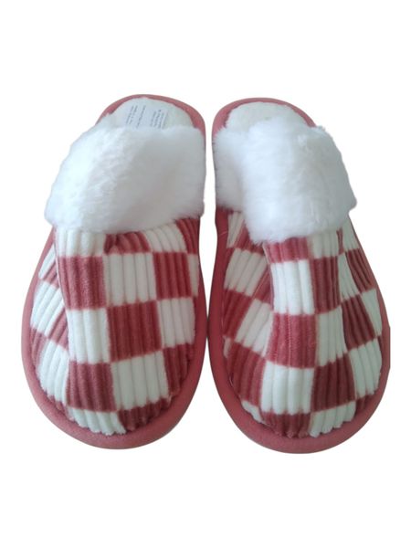 Girls, Women Red and White Cotton and Fluffy Slippers