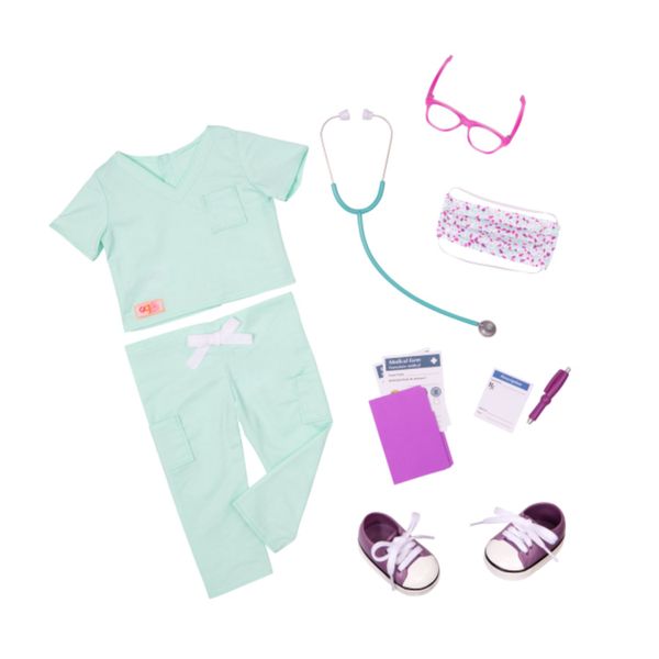 Our Generation Deluxe Doctor In Scrubs Outfit