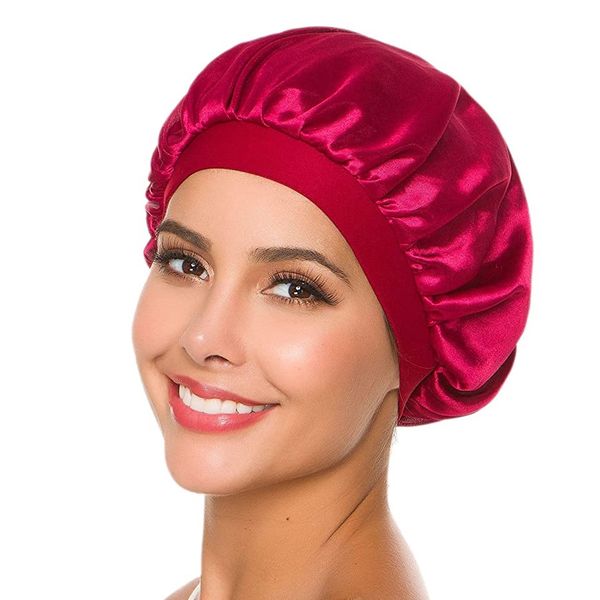 Wide Band Satin Bonnet Cap - Sleeping Cap Silky
