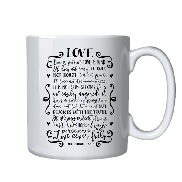 Love is Kind Christian Theme Birthday Christmas Gift Cup Mug 402