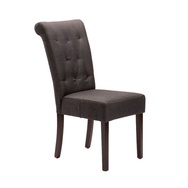 Chesterfield Fabric Dining Chair - Dark Grey