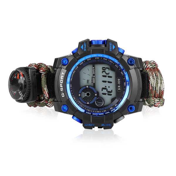 Survival Bracelet with Compass, Flint, Whistle &amp; Paracord