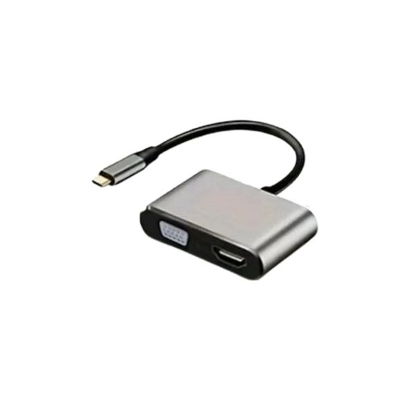 USB-C 4-in-1 Hub Adapter with HDMI VGA USB3.0 PD Charging Port for Laptop