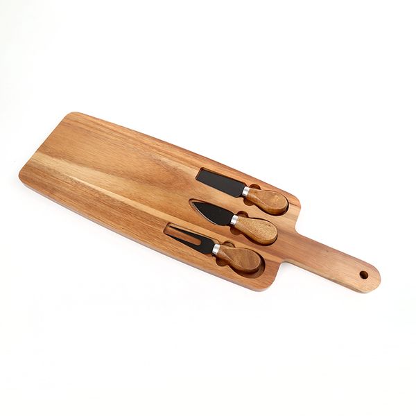 Sleek 50cm Modern 4-Piece Knife and Serving Board Set