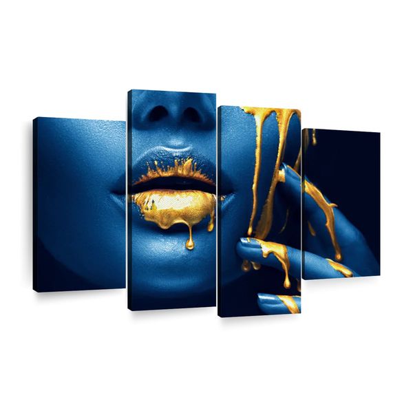 Blue, Gold Cotton Canvas cm Fashion Wall Art
