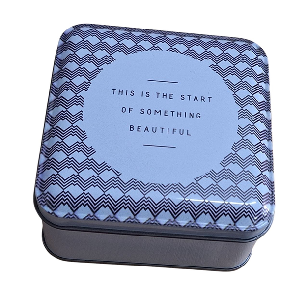 Small Custom Storage Tin 10 x 10 cm - The Start of Something Beautiful