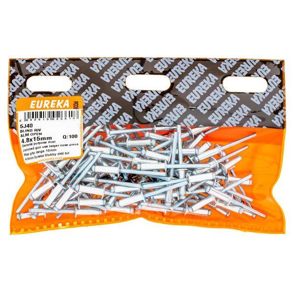 EUREKA Blind Rivet Aluminium Open 4.8 x 15mm Q:100 5J40