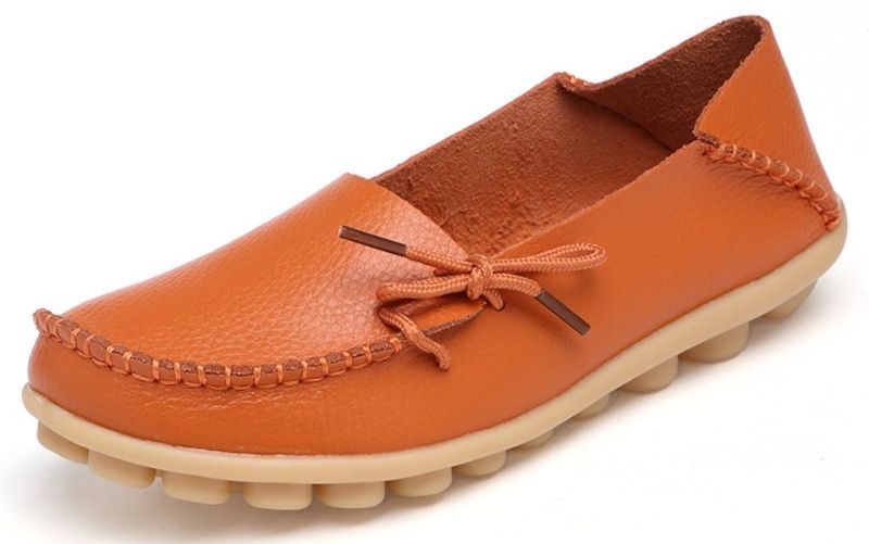 Women's Leather Loafers Slip On Flats Casual