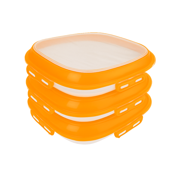 Reusable Square Airtight Food Tray BPA Free, Stackable &amp; Eco-friendly 3Pack