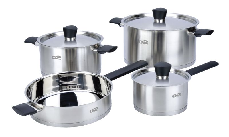 O2 Cook Onyx Stainless Steel 7 Piece Cookware Set