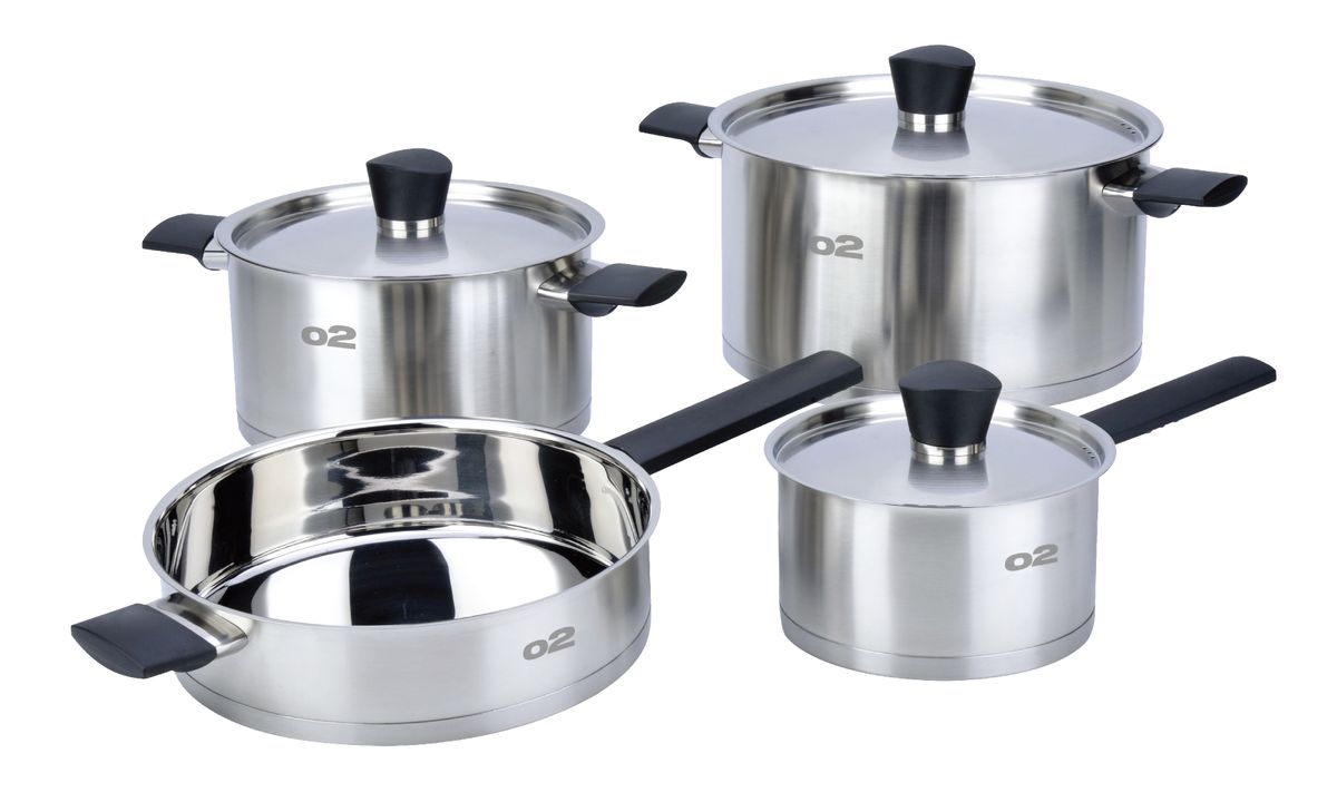 O2 Cook Onyx Stainless Steel 7 Piece Cookware Set | Shop Today. Get it ...