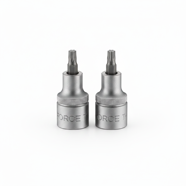 Force 1/2 Inch Drive T30 Torx Socket Bit - Chrome Molybdenum Steel - 2 Pack