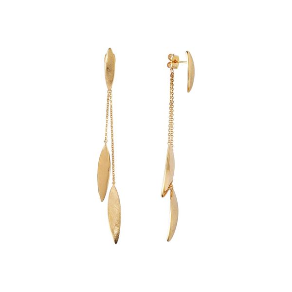 Women's Minimalistic Leaf Design Drop And Dangle Earrings - Gold