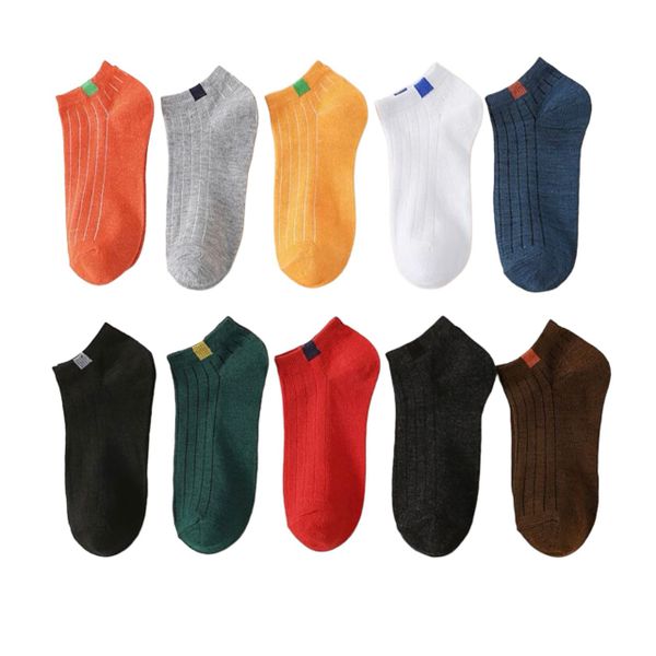 10 Pairs Men Simple One-Sized Ankle Socks Multi-Coloured Contrast Socks