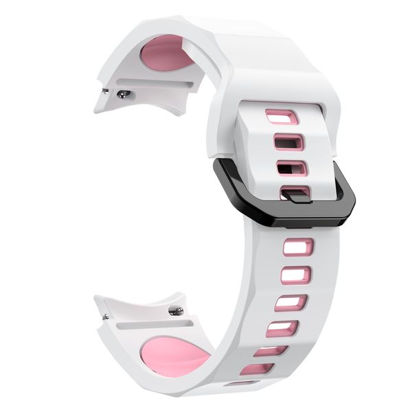 Wave Pattern Strap Compatible with Samsung Galaxy Watch 4/5/6/7 - White &amp; Pink
