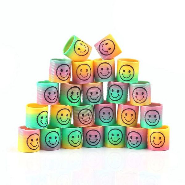 Party &amp; Classroom Kids Prizes - Rainbow Mini Smiley Slinkies - 24 Piece