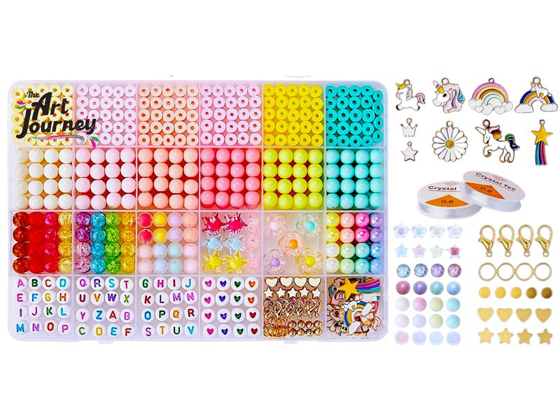 The Art Journey Pastel Beads with Unicorn, Rainbow &amp; Flower Pendants