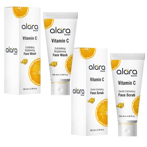 Alara Vitamin C Brightening Face Wash with Alara Face Scrub 100ml set