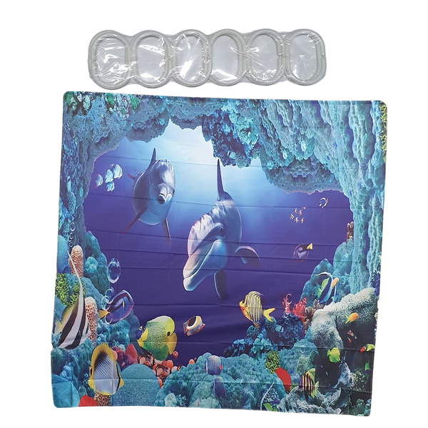 Shower Curtain-Coral Reef Dolphins
