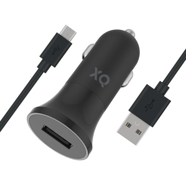 XQISIT Car Charger 2.4A Single USB- mUSB Cable - Black