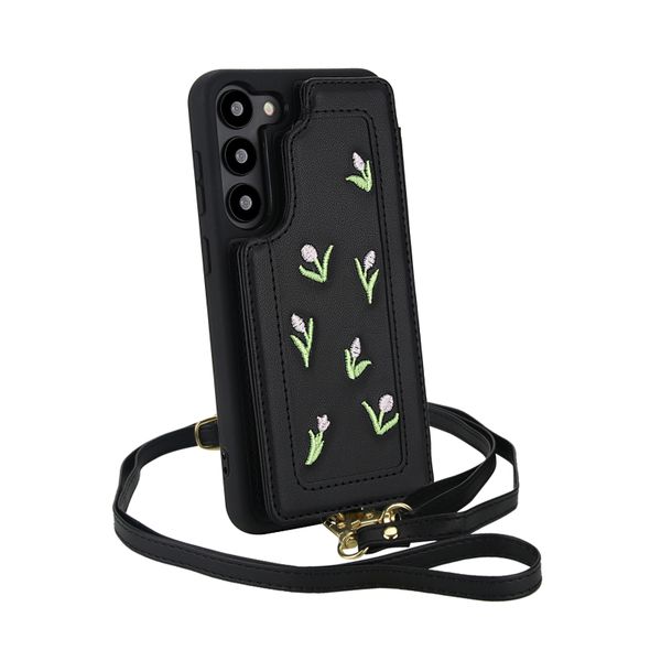 Embroidered Crossbody Anti-fall Phone Case Compatible with Galaxy S23 Ultra