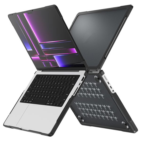 TUFF-LUV Rugged Hard-Shell Bumper Case for the Apple Macbook Pro 16" (for Models 2021/2022/2023 - A2485/A2780) - M1 and M2 Chipsets - Black (NEW