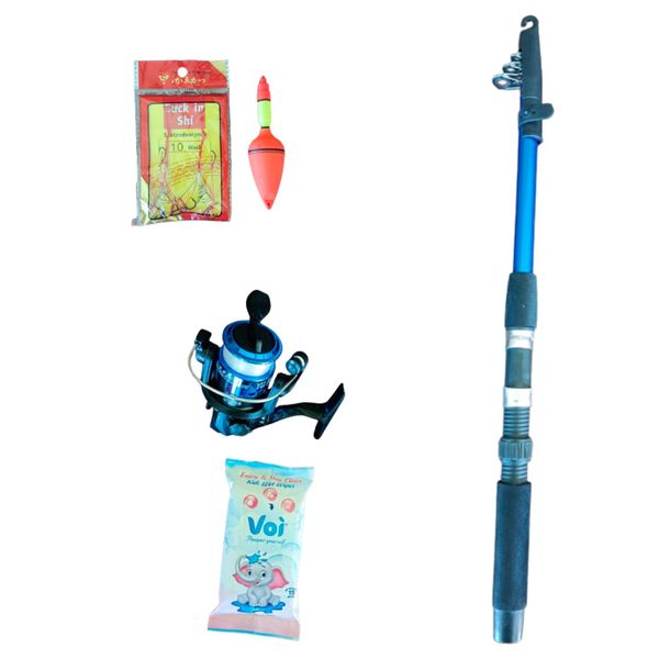 Kids Fishing Starter Combo Rod, Reel, Float and Rigs with Fishing Wipes