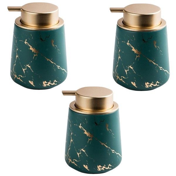 3 Pack Luxury Series Ceramic Marble Pattern Hand Sanitizer Bottle - Green