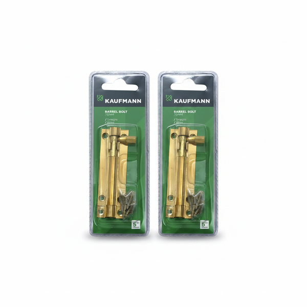 Kaufmann 76mm Solid Brass Barrel Bolt - Straight Latch for Doors - 2 Pack
