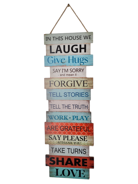 In thois house we laugh Wood Abstract Wall Art