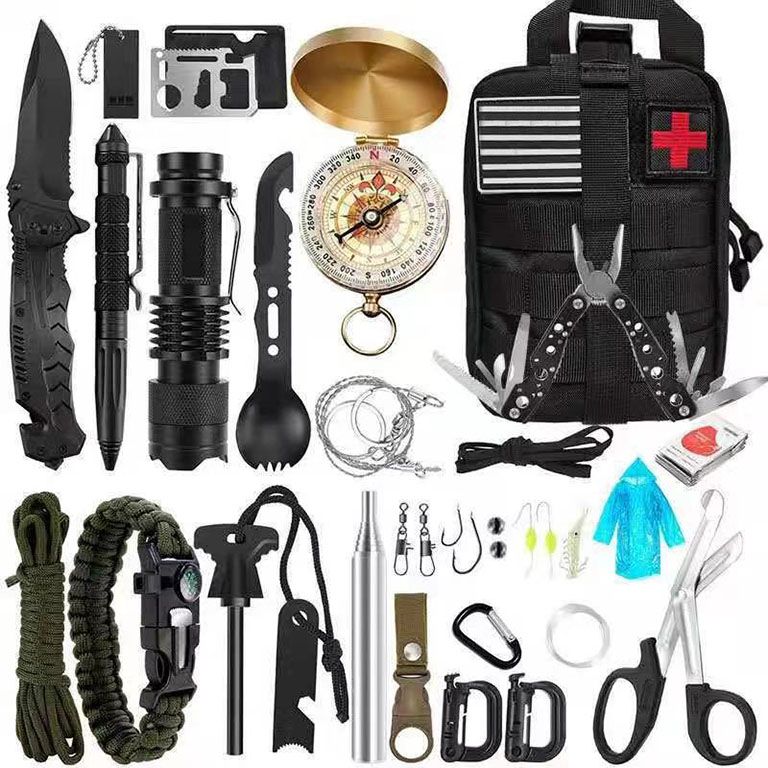 21 in 1 Survival Gear Tactical First Aid Camping Equipment Supplies ...