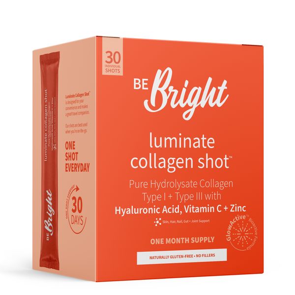 Luminate Collagen Powder Shots - Hyaluronic Acid + Vitamin C + Zinc (30Day)