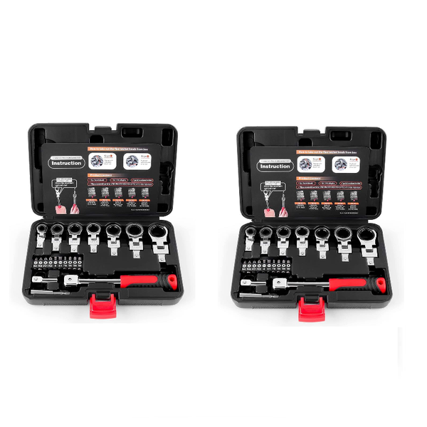 2 Pack-Changeable Flex Ratchet Wrench Set 20 Pieces