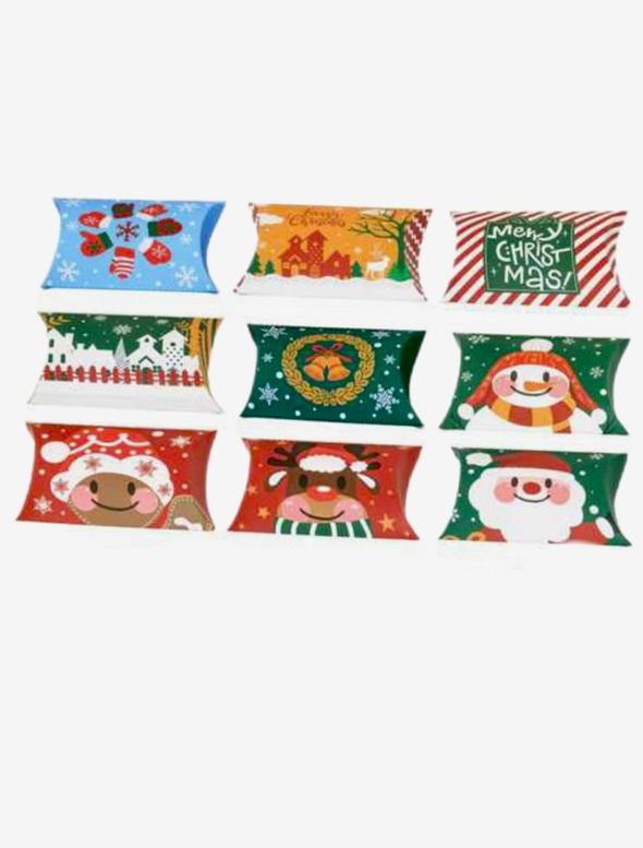 12pcs Christmas Decor Cartoon Pillow Gift Box - Mixed Colours