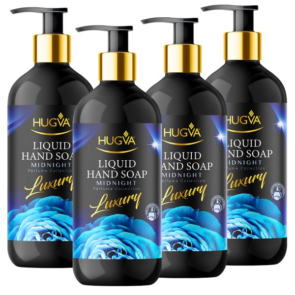 Hugva 500ml Luxury Hand Wash Liquid, Mid Night, Special Formula Pack of 4