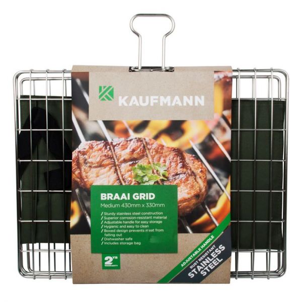 Kaufmann - Braai Grid Adjustable S/Steel Box Med