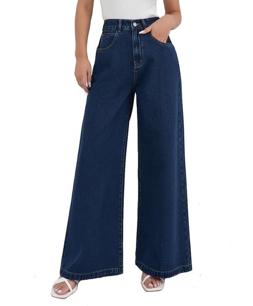 Women's High Waisted Wide Leg Jeans Baggy Stretchy Casual Denim Pants