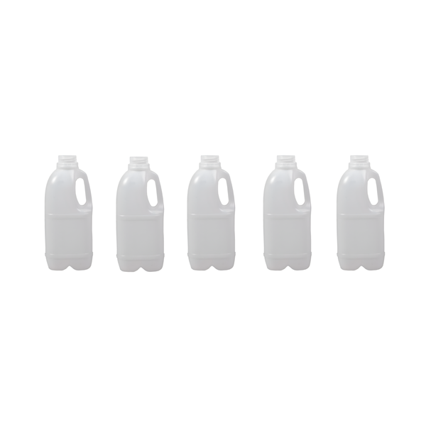 5 x 1L Plastic Juice &amp; Milkshake Jugs with Caps - Reusable &amp; Leak-Proof