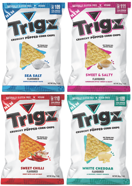 Corn Chips | Sea Salt, Sweet Salt, Sweet Chilli, Wh Cheddar | 40 Pk | Trigz