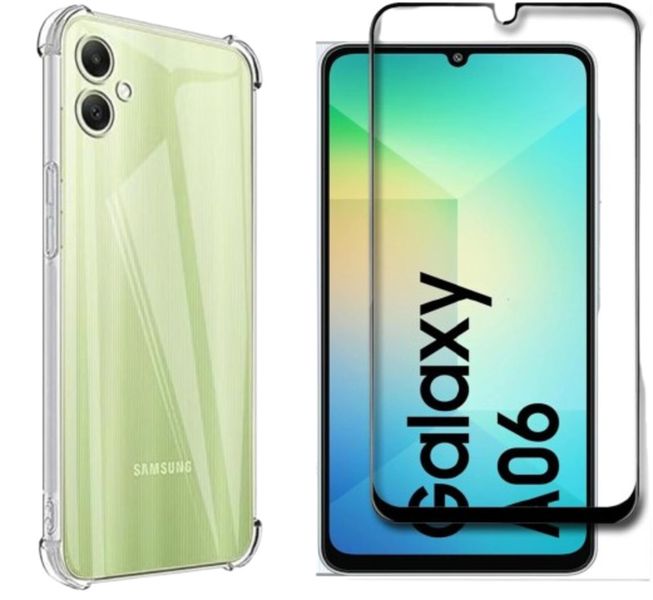 TPU Crystal Clear Phone Case And Tempered Glass Compatible with Galaxy A06