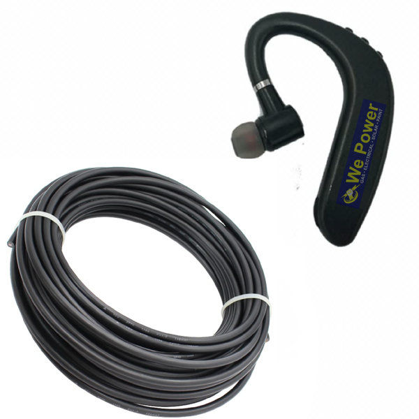 Solar Cable 20 Meter, 4mm Black &amp; Wireless Monaural Bluetooth Earphone