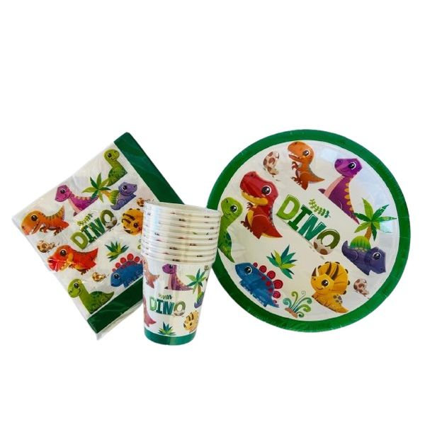 Kids Dinosaur Theme Party Pack Tableware - Serves 10